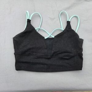 Black Sports Bra Aqua Straps